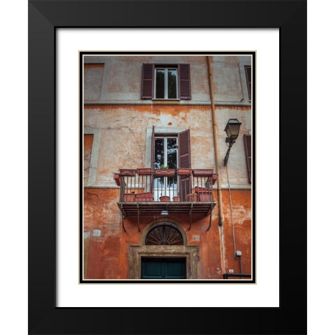 Old building with balcony in Rome, Italy Black Modern Wood Framed Art Print with Double Matting by Frank, Assaf