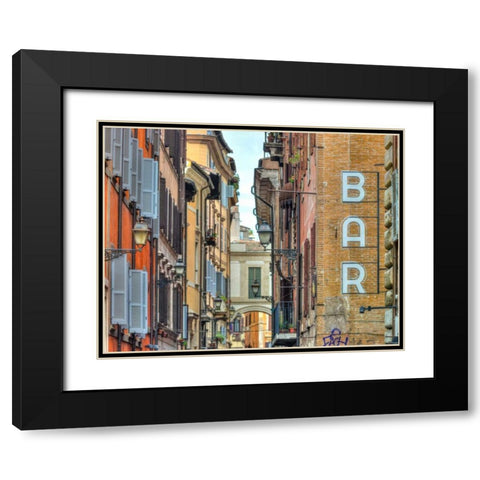 Narrow street through old buildings in Rome, Italy Black Modern Wood Framed Art Print with Double Matting by Frank, Assaf
