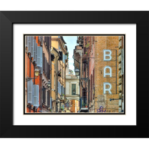 Narrow street through old buildings in Rome, Italy Black Modern Wood Framed Art Print with Double Matting by Frank, Assaf