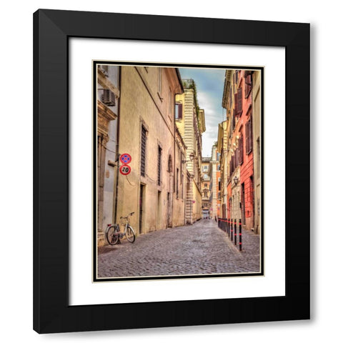 Narrow street through old buildings in Rome, Italy Black Modern Wood Framed Art Print with Double Matting by Frank, Assaf