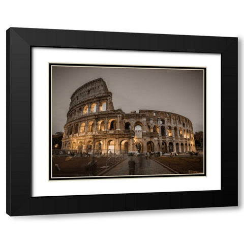 Famous Colosseum in Rome, Italy Black Modern Wood Framed Art Print with Double Matting by Frank, Assaf