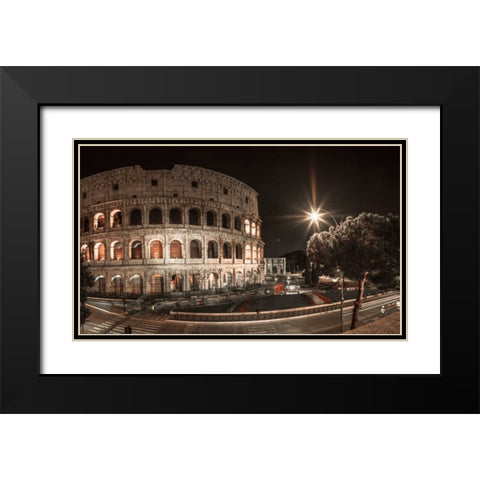 Famous Colosseum in Rome, Italy Black Modern Wood Framed Art Print with Double Matting by Frank, Assaf