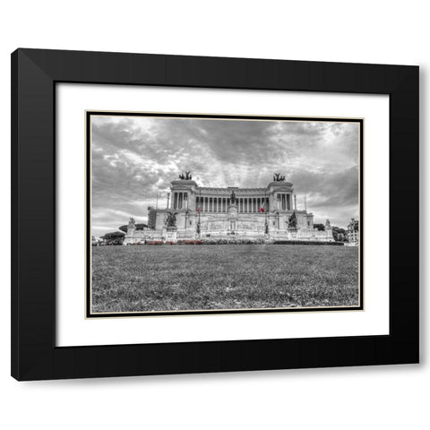 Famous Piazza Venezia in Rome, Italy Black Modern Wood Framed Art Print with Double Matting by Frank, Assaf