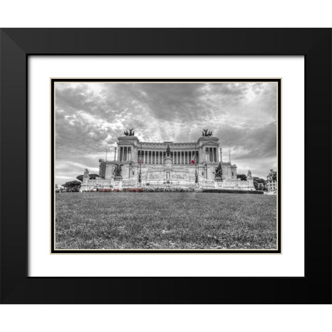 Famous Piazza Venezia in Rome, Italy Black Modern Wood Framed Art Print with Double Matting by Frank, Assaf