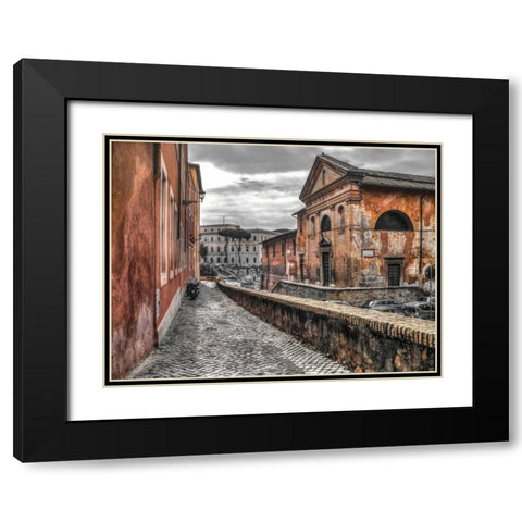 Narrow streets through old buildings, Rome, Italy Black Modern Wood Framed Art Print with Double Matting by Frank, Assaf