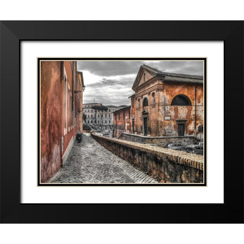 Narrow streets through old buildings, Rome, Italy Black Modern Wood Framed Art Print with Double Matting by Frank, Assaf