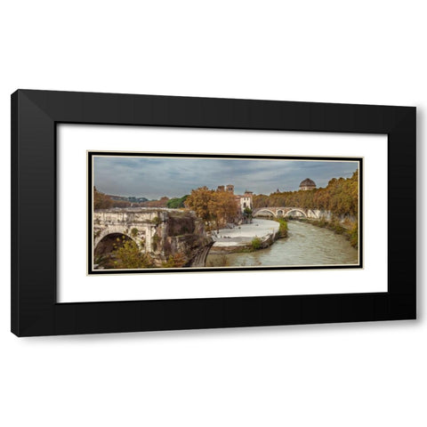 Tiber river through the city of Rome, Italy Black Modern Wood Framed Art Print with Double Matting by Frank, Assaf