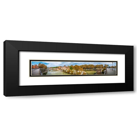 Tiber river through the city of Rome, Italy Black Modern Wood Framed Art Print with Double Matting by Frank, Assaf