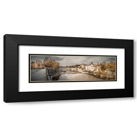Tiber river through the city of Rome, Italy Black Modern Wood Framed Art Print with Double Matting by Frank, Assaf