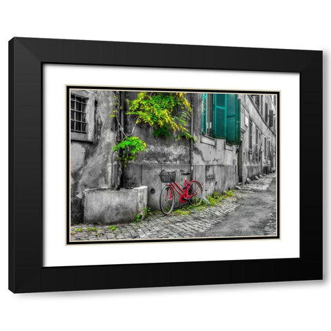 Bicycle outside old building, Rome, Italy Black Modern Wood Framed Art Print with Double Matting by Frank, Assaf