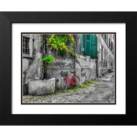 Bicycle outside old building, Rome, Italy Black Modern Wood Framed Art Print with Double Matting by Frank, Assaf