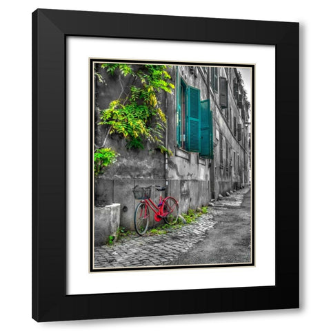 Bicycle outside old building, Rome, Italy Black Modern Wood Framed Art Print with Double Matting by Frank, Assaf
