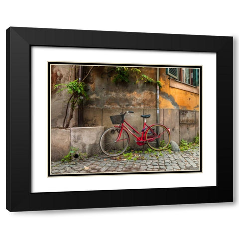 Bicycle outside old building, Rome, Italy Black Modern Wood Framed Art Print with Double Matting by Frank, Assaf