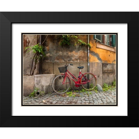 Bicycle outside old building, Rome, Italy Black Modern Wood Framed Art Print with Double Matting by Frank, Assaf