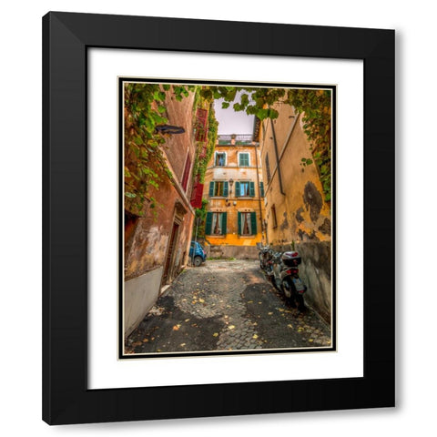 Narrow streets in old town of Rome, Italy Black Modern Wood Framed Art Print with Double Matting by Frank, Assaf