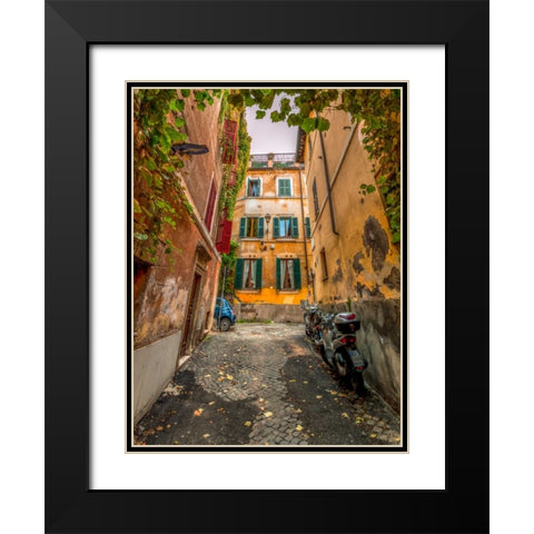 Narrow streets in old town of Rome, Italy Black Modern Wood Framed Art Print with Double Matting by Frank, Assaf