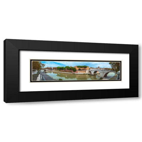 Tiber river through the city of Rome, Italy Black Modern Wood Framed Art Print with Double Matting by Frank, Assaf