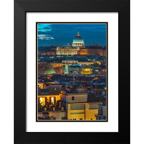 Vatican city with St. Peters Basilica, Rome, Italy Black Modern Wood Framed Art Print with Double Matting by Frank, Assaf