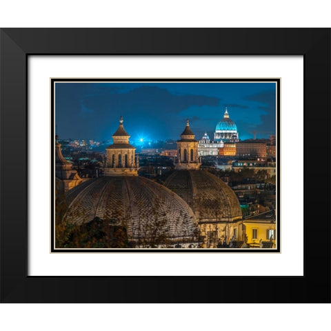 Vatican city with St. Peters Basilica, Rome, Italy Black Modern Wood Framed Art Print with Double Matting by Frank, Assaf