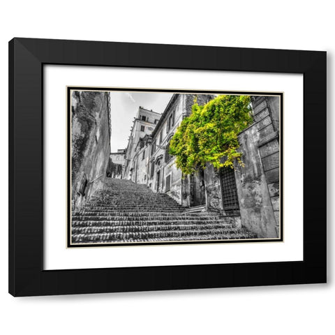 Steps through old buildings in Rome, Italy Black Modern Wood Framed Art Print with Double Matting by Frank, Assaf