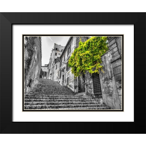 Steps through old buildings in Rome, Italy Black Modern Wood Framed Art Print with Double Matting by Frank, Assaf