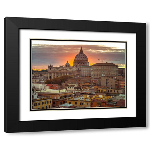 Vatican city with St. Peters Basilica, Rome, Italy Black Modern Wood Framed Art Print with Double Matting by Frank, Assaf