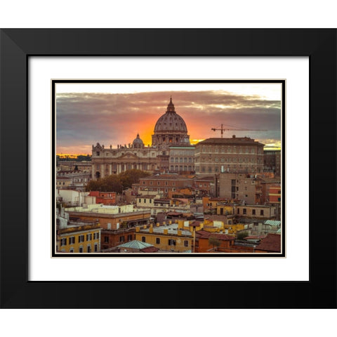 Vatican city with St. Peters Basilica, Rome, Italy Black Modern Wood Framed Art Print with Double Matting by Frank, Assaf