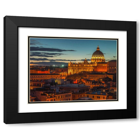 Vatican city with St. Peters Basilica, Rome, Italy Black Modern Wood Framed Art Print with Double Matting by Frank, Assaf