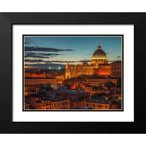 Vatican city with St. Peters Basilica, Rome, Italy Black Modern Wood Framed Art Print with Double Matting by Frank, Assaf