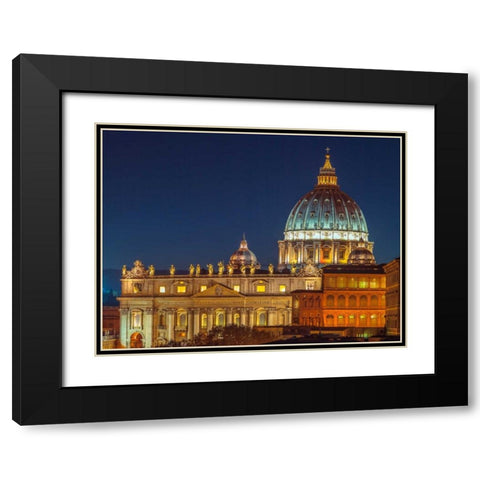 Vatican city with St. Peters Basilica, Rome, Italy Black Modern Wood Framed Art Print with Double Matting by Frank, Assaf
