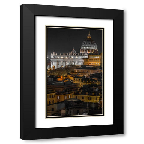 Vatican city with St. Peters Basilica, Rome, Italy Black Modern Wood Framed Art Print with Double Matting by Frank, Assaf