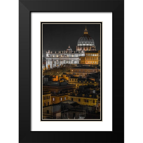 Vatican city with St. Peters Basilica, Rome, Italy Black Modern Wood Framed Art Print with Double Matting by Frank, Assaf