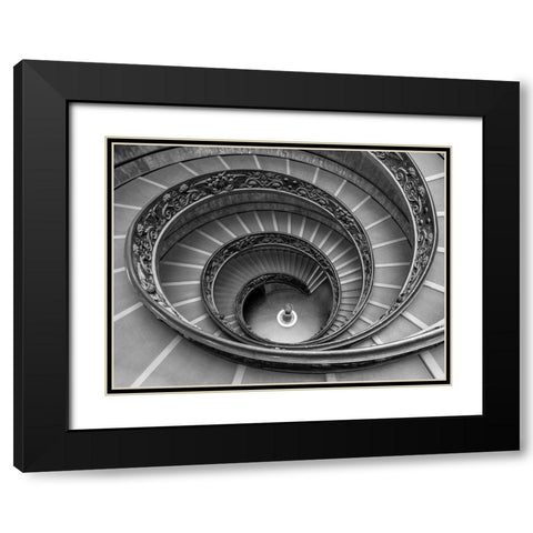Spiral staircase in Vatican Black Modern Wood Framed Art Print with Double Matting by Frank, Assaf