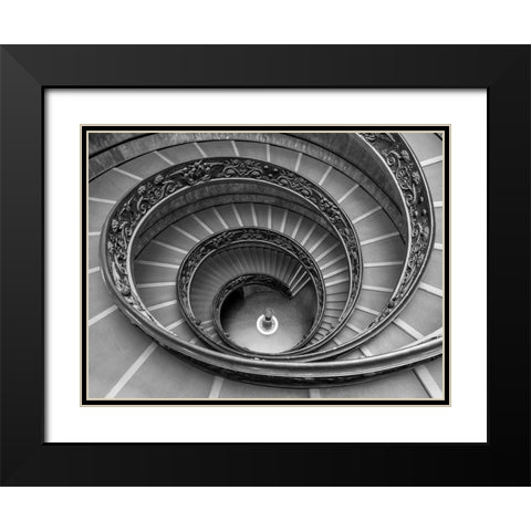 Spiral staircase in Vatican Black Modern Wood Framed Art Print with Double Matting by Frank, Assaf