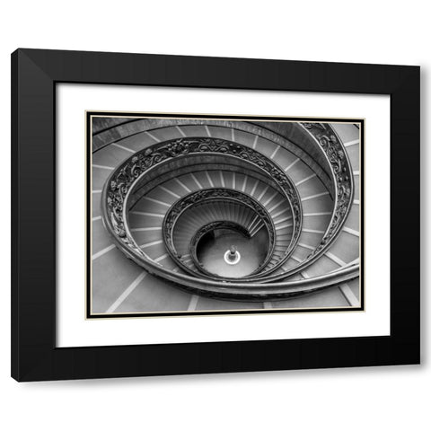 Spiral staircase at the Vatican museum, Rome, Italy Black Modern Wood Framed Art Print with Double Matting by Frank, Assaf