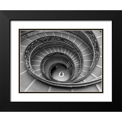 Spiral staircase at the Vatican museum, Rome, Italy Black Modern Wood Framed Art Print with Double Matting by Frank, Assaf