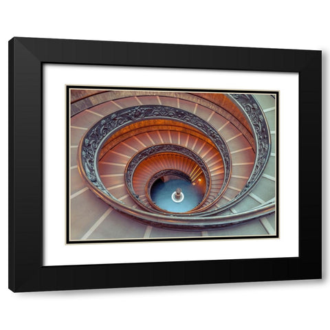 Spiral staircase at the Vatican museum, Rome, Italy Black Modern Wood Framed Art Print with Double Matting by Frank, Assaf
