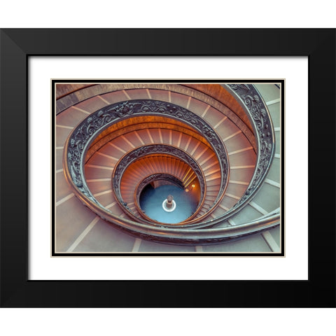 Spiral staircase at the Vatican museum, Rome, Italy Black Modern Wood Framed Art Print with Double Matting by Frank, Assaf