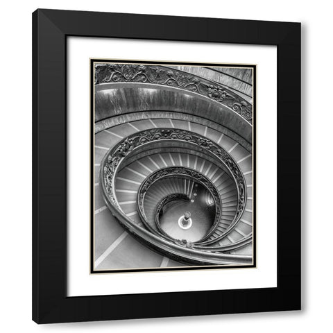 Spiral staircase at the Vatican museum-Rome-Italy Black Modern Wood Framed Art Print with Double Matting by Frank, Assaf