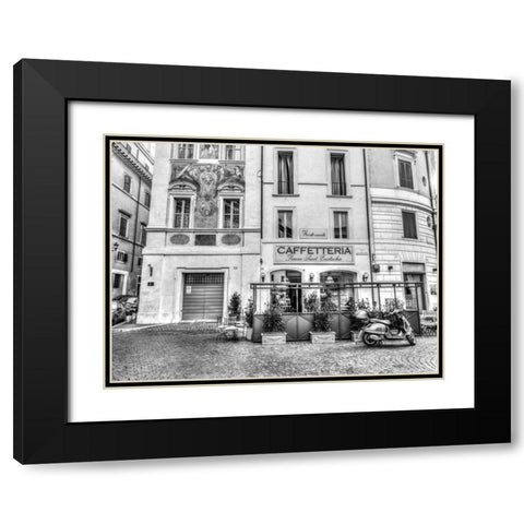 Cafeteria in Rome Black Modern Wood Framed Art Print with Double Matting by Frank, Assaf