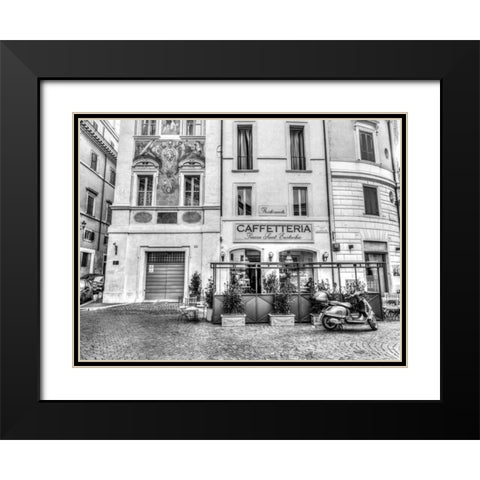 Cafeteria in Rome Black Modern Wood Framed Art Print with Double Matting by Frank, Assaf