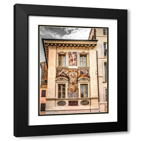 Architectural Feature of old building in Rome Black Modern Wood Framed Art Print with Double Matting by Frank, Assaf