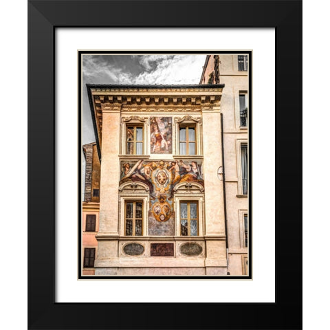 Architectural Feature of old building in Rome Black Modern Wood Framed Art Print with Double Matting by Frank, Assaf