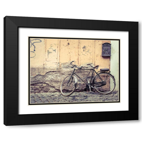 Bicycle outdise old house in Rome Black Modern Wood Framed Art Print with Double Matting by Frank, Assaf