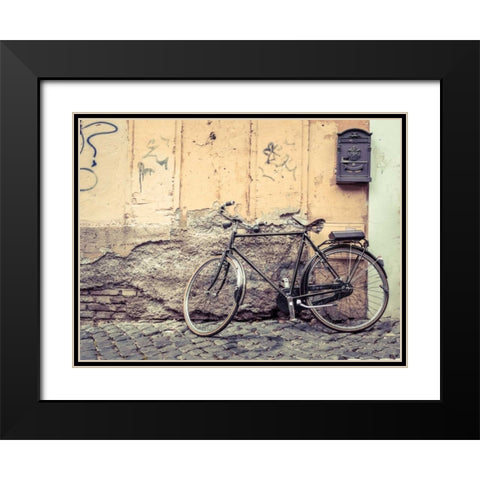 Bicycle outdise old house in Rome Black Modern Wood Framed Art Print with Double Matting by Frank, Assaf