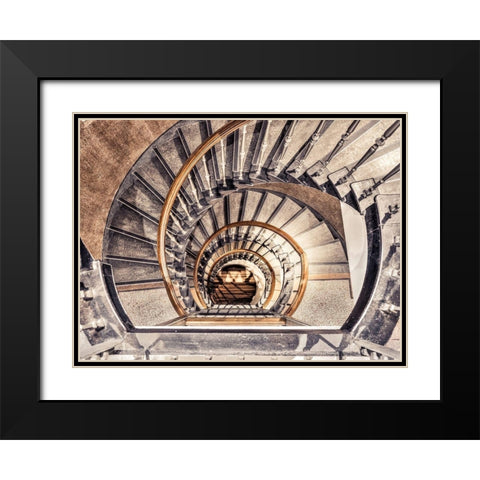Spiral staircase from above in a building-Birmingham-UK Black Modern Wood Framed Art Print with Double Matting by Frank, Assaf