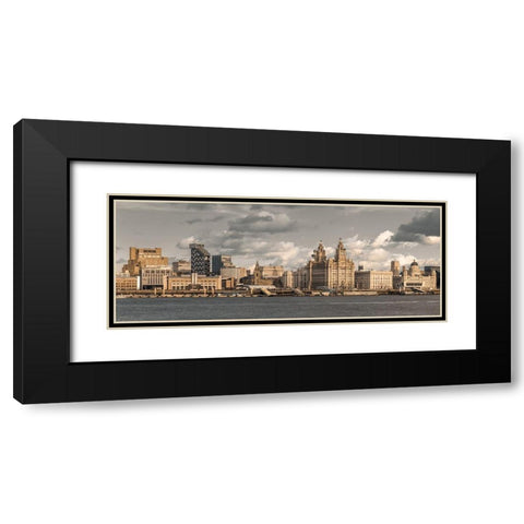 Liverpool skyline across the River Mersey, UK Black Modern Wood Framed Art Print with Double Matting by Frank, Assaf