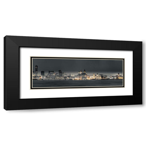Liverpool skyline across the River Mersey, UK Black Modern Wood Framed Art Print with Double Matting by Frank, Assaf
