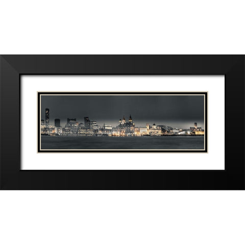 Liverpool skyline across the River Mersey, UK Black Modern Wood Framed Art Print with Double Matting by Frank, Assaf