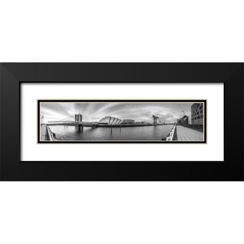 View along the river Clyde, Glasgow, FTBR-1814 Black Modern Wood Framed Art Print with Double Matting by Frank, Assaf